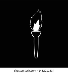 burning torch doodle icon vector hand drawing flat black
