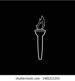 burning torch doodle icon vector hand drawing flat black
