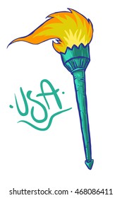 burning torch, doodle style, sketch illustration, hand drawn, vector. 