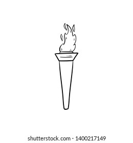 burning torch doodle vector icon drawing