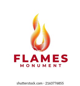 Burning Torch Fire Flame logo design. Monument logo