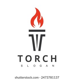 Diseño de logotipo de llama de fuego de antorcha ardiente