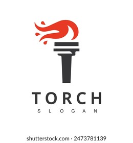 Burning Torch Fire Flame Logo Design