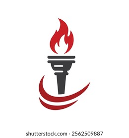 Burning Torch Fire Flame Logo Design