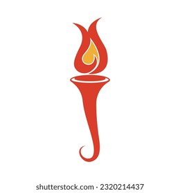 Feuerbrand mit brennender Torche und Logo der Säule