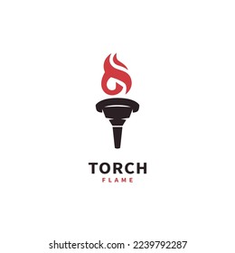 Burning torch flame logo design illustration