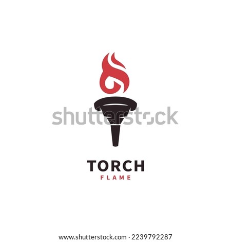 Burning torch flame logo design illustration