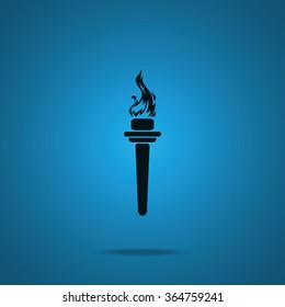 Burning torch flat vector icon. 