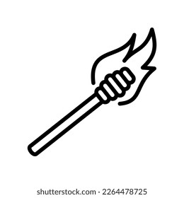 Burning torch icon. Vector sign in simple style isolated on white background. Original size 64x64 pixels.