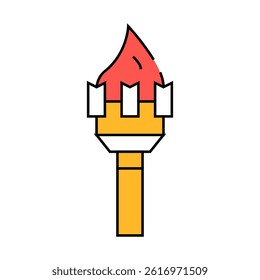 burning torch line icon vector. burning torch sign. isolated symbol illustration
