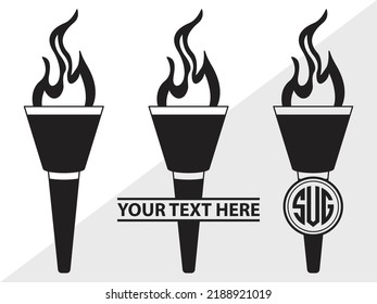 Ilustración de vectores impresos SVG monograma de la antorcha de combustión