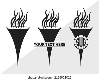 Burning Torch Monogram SVG Printable Vector Illustration