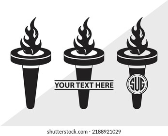 Ilustración de vectores impresos SVG monograma de la antorcha de combustión