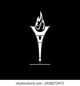 Burning torch on the tower. Hearth of victory.