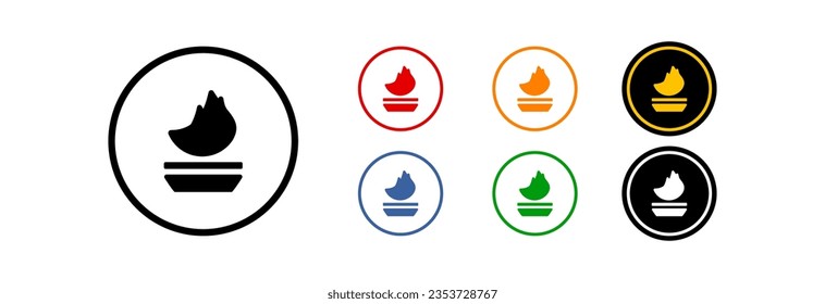 Burning torch, set of icons in different colors.