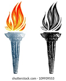 Burning torch. Sketch