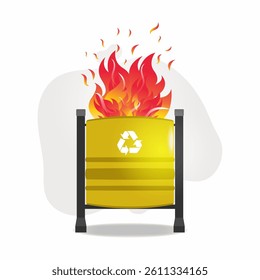 Burning trash in a trash drum stock illustration