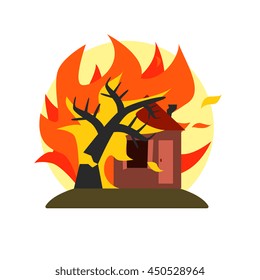 Burning Tree Falling On House Natural Force Sticker