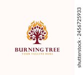 Burning tree logo vector illustration