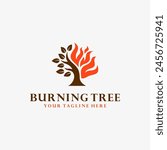 Burning tree logo vector illustration