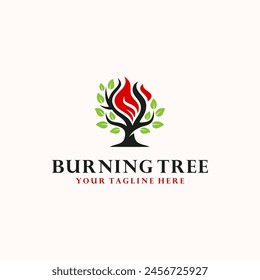 Burning tree logo vector illustration