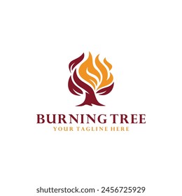 Burning tree logo vector illustration