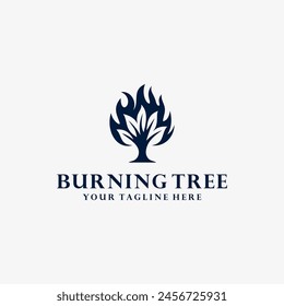 Burning tree logo vector illustration