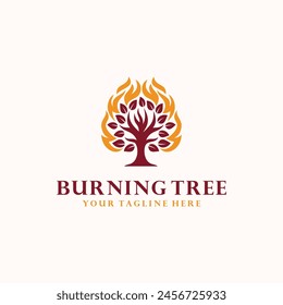 Burning tree logo vector illustration