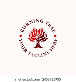 Burning tree logo vector illustration