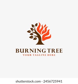 Burning tree logo vector illustration