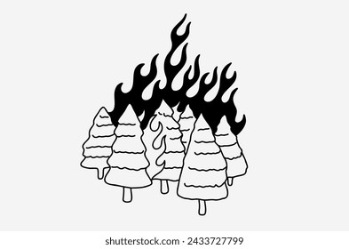 Burning Trees in a Forest Fire
