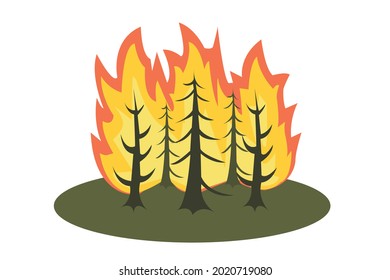 burning trees in the forest illustration and vector