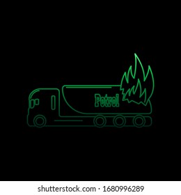 Burning truck with fuel nolan icon. Simple thin line, outline vector of fireman icons for ui and ux, website or mobile application