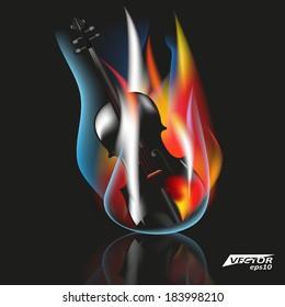 Burning violin concept
