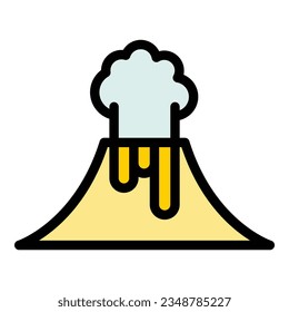 Burning volcano icon outline vector. Magma fire. Vulcano geology color flat
