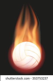 Burning Volleyball ball with a tail of flame. Vector illustration Isolated on background. 