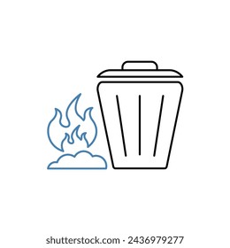 burning waste concept line icon. Simple element illustration. burning waste concept outline symbol design.
