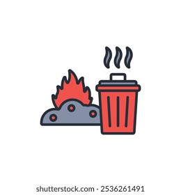 burning waste icon. vector.Editable stroke.linear style sign for use web design,logo.Symbol illustration.