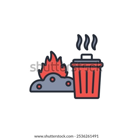 burning waste icon. vector.Editable stroke.linear style sign for use web design,logo.Symbol illustration.