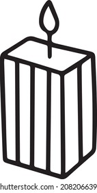 Brennende Wachskerze. Handgezeichnete Vektorgrafik im Doodstil