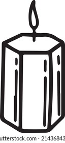 Burning wax candle. Hand-drawn vector illustration in doodle style