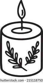 Burning wax candle. Hand-drawn vector illustration in doodle style