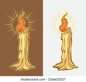 Burning wax candle. vector, illustration