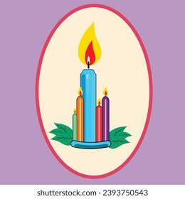 Burning Wax Candle vector Party element coloring isolated candle vector illustration