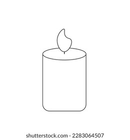 A burning wax candle with a warm, glowing flame. It is an ideal decorative element for celebrations, meditation, and adding a cozy ambiance to any space. - Illustration, vector , icon 