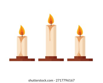 Velas de cera ardiente con llama