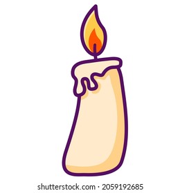 Burning wax candle.Vector cartoon style illustration.