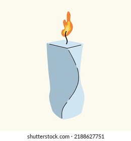 Burning wax or paraffin scented candles for aromatherapy isolated on a light background. Cute decoration for home, festive decorative design element. Flat cartoon colorful vector illustration.
