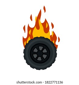 Burning Wheel Car Flames On Tire Stock Vector (Royalty Free) 1822771136 ...