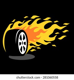 Burning wheel icons vector.